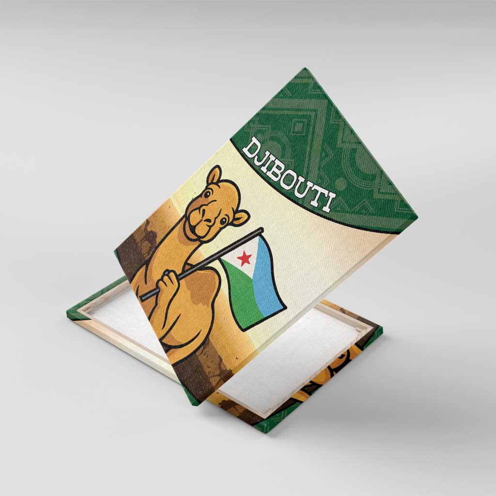 Djibouti Canvas Wall Art Camel Holding Jabuuti Flag