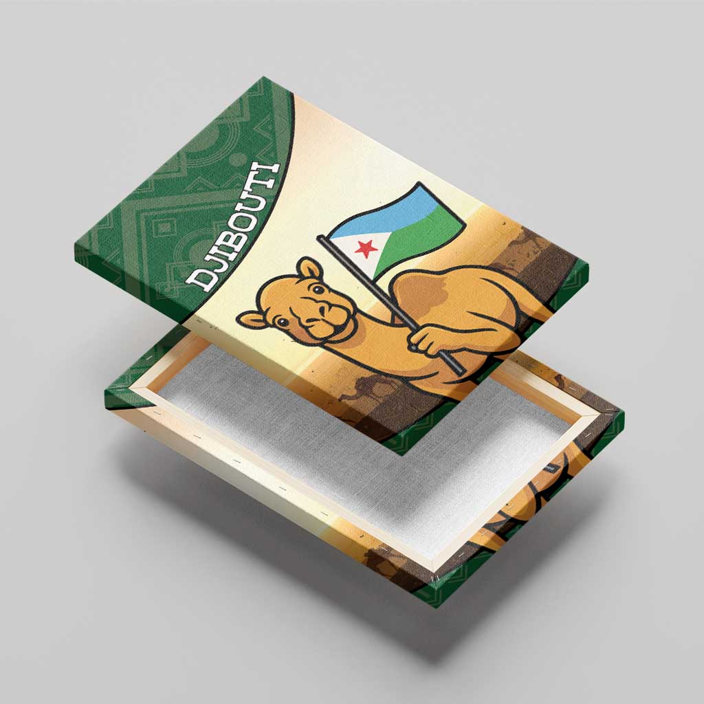 Djibouti Canvas Wall Art Camel Holding Jabuuti Flag