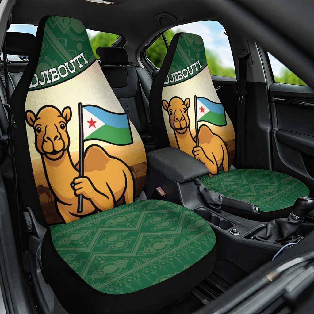 Djibouti Car Seat Cover Camel Holding Jabuuti Flag