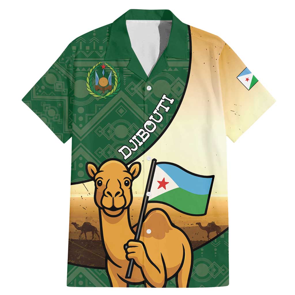 Personalized Djibouti Family Matching Mermaid Dress and Hawaiian Shirt Camel Holding Jabuuti Flag