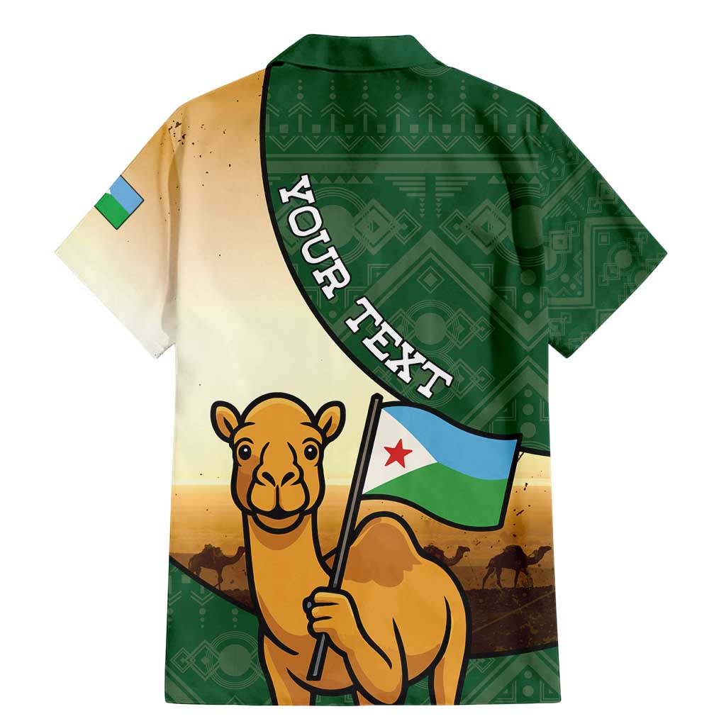 Personalized Djibouti Family Matching Mermaid Dress and Hawaiian Shirt Camel Holding Jabuuti Flag