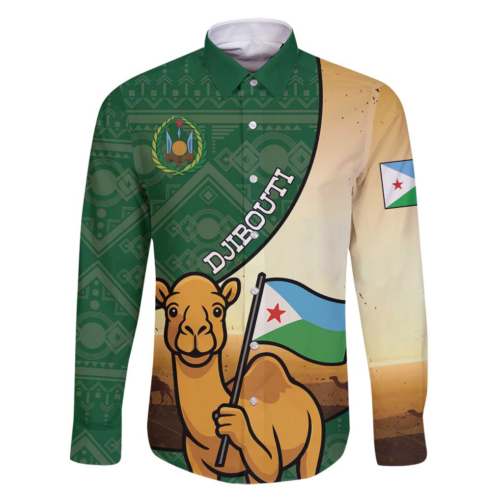 Personalized Djibouti Family Matching Puletasi and Hawaiian Shirt Camel Holding Jabuuti Flag