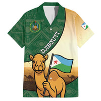 Personalized Djibouti Family Matching Tank Maxi Dress and Hawaiian Shirt Camel Holding Jabuuti Flag