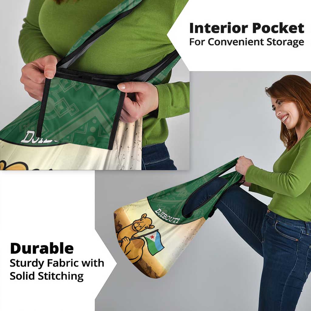 Djibouti Grocery Bag Camel Holding Jabuuti Flag