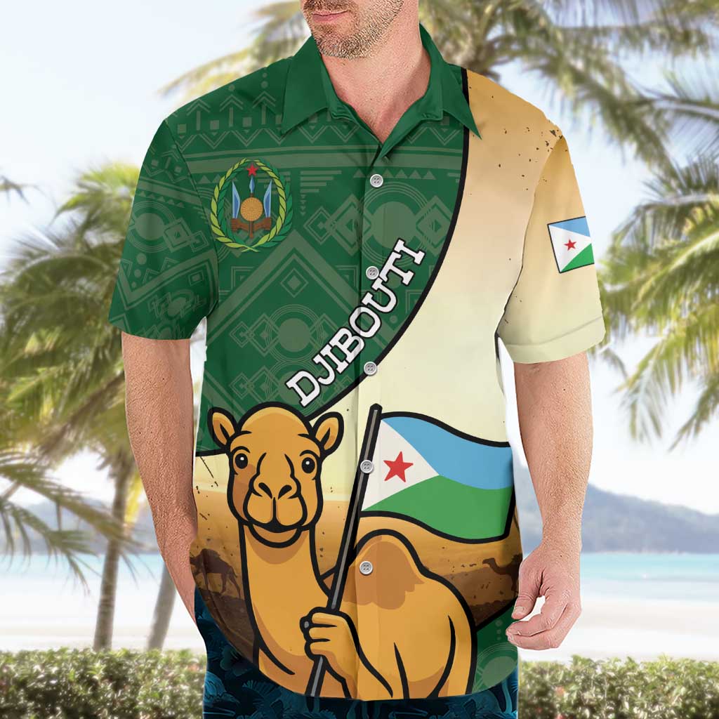 Personalized Djibouti Hawaiian Shirt Camel Holding Jabuuti Flag
