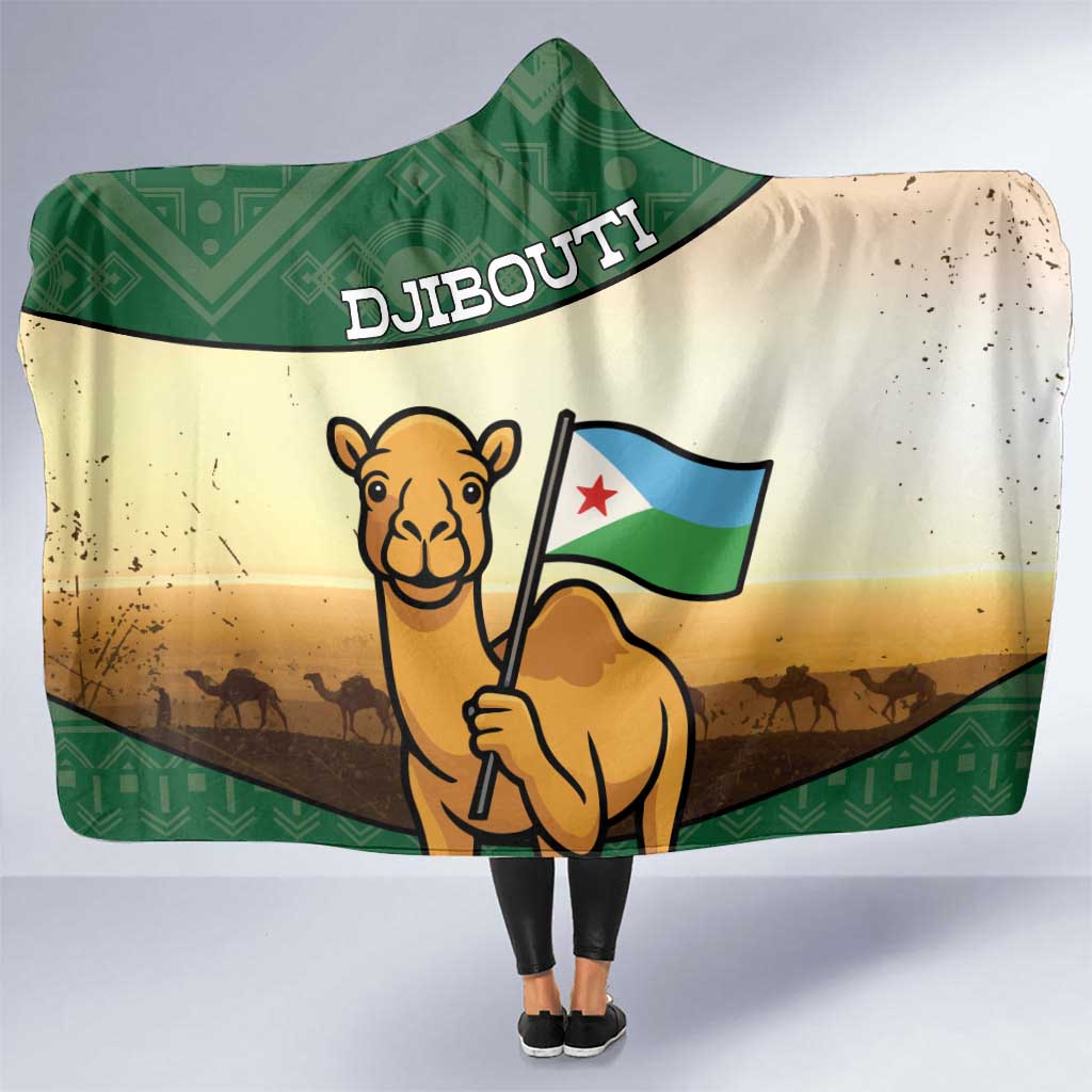 Djibouti Hooded Blanket Camel Holding Jabuuti Flag