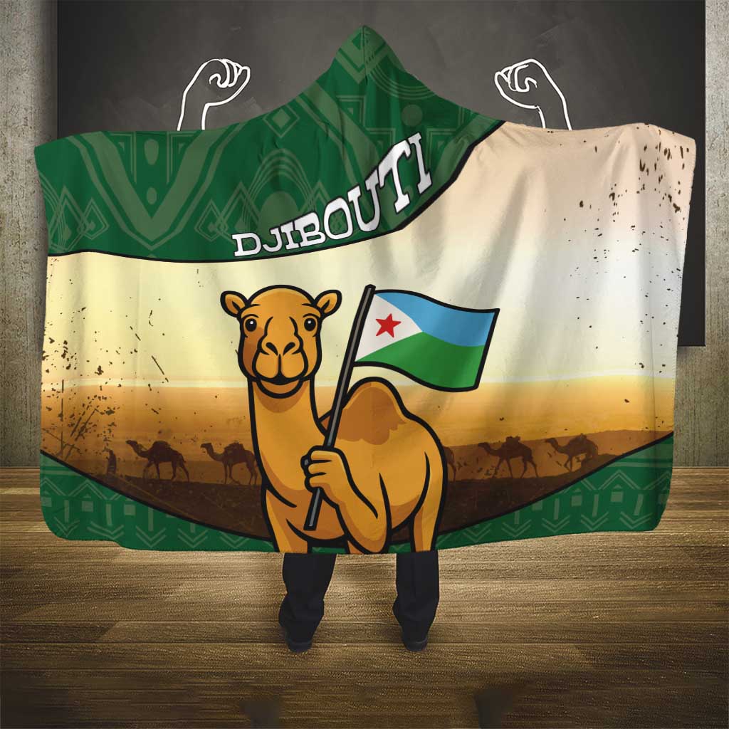Djibouti Hooded Blanket Camel Holding Jabuuti Flag