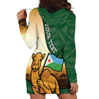 Personalized Djibouti Hoodie Dress Camel Holding Jabuuti Flag