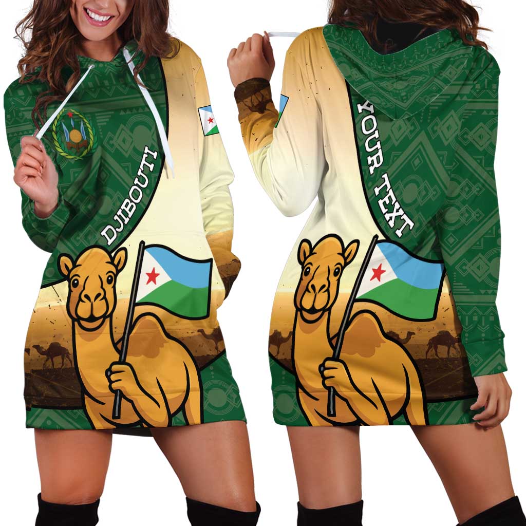 Personalized Djibouti Hoodie Dress Camel Holding Jabuuti Flag