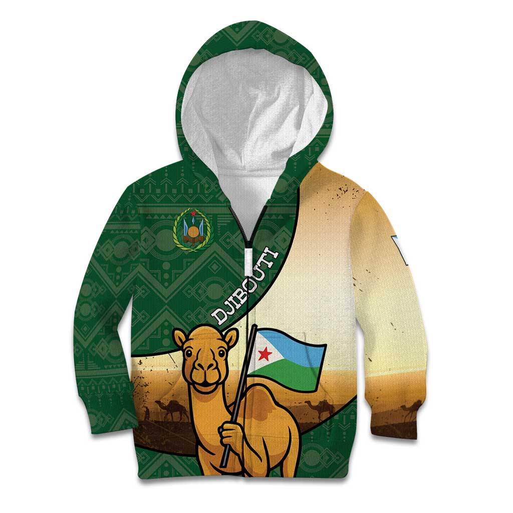 Personalized Djibouti Kid Hoodie Camel Holding Jabuuti Flag