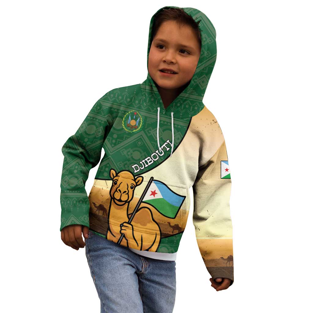Personalized Djibouti Kid Hoodie Camel Holding Jabuuti Flag