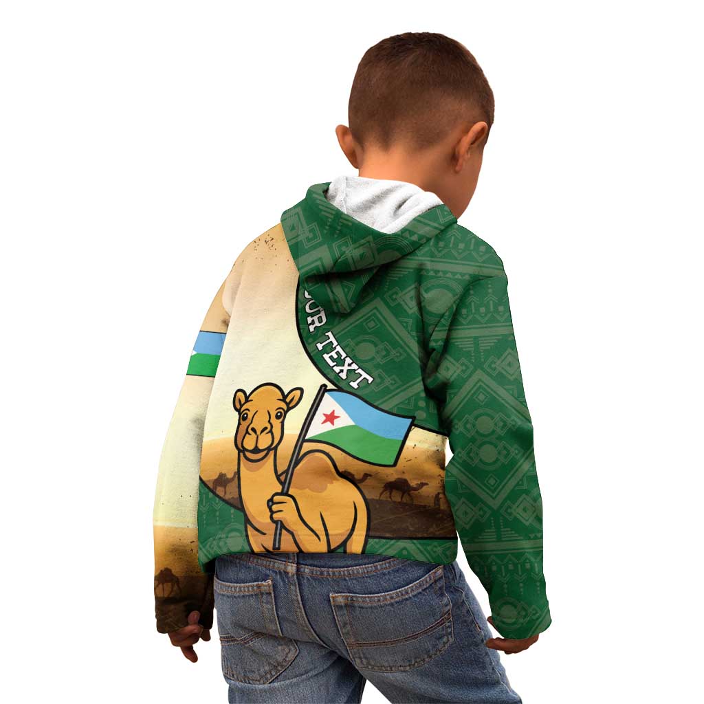 Personalized Djibouti Kid Hoodie Camel Holding Jabuuti Flag