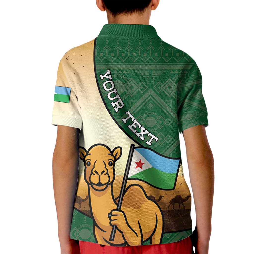 Personalized Djibouti Kid Polo Shirt Camel Holding Jabuuti Flag