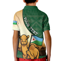 Personalized Djibouti Kid Polo Shirt Camel Holding Jabuuti Flag