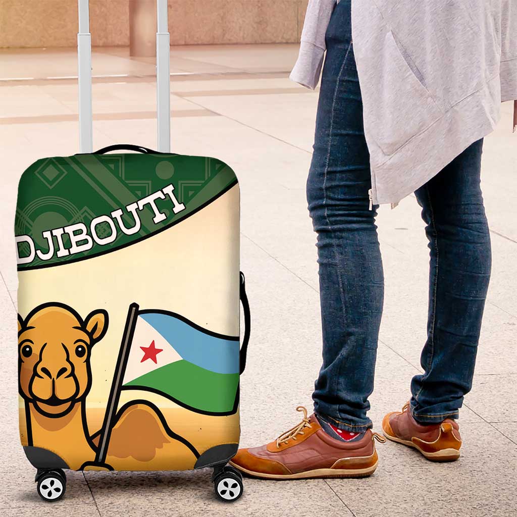 Djibouti Luggage Cover Camel Holding Jabuuti Flag