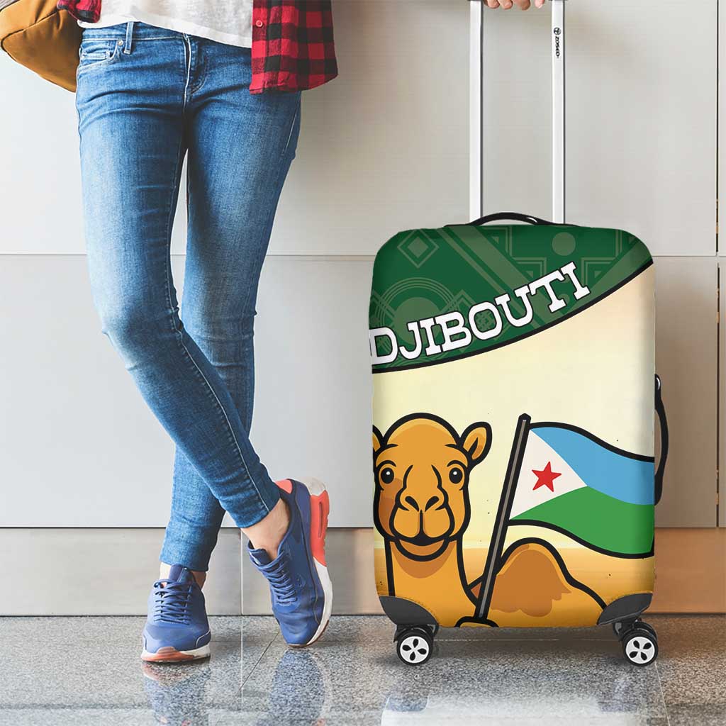 Djibouti Luggage Cover Camel Holding Jabuuti Flag