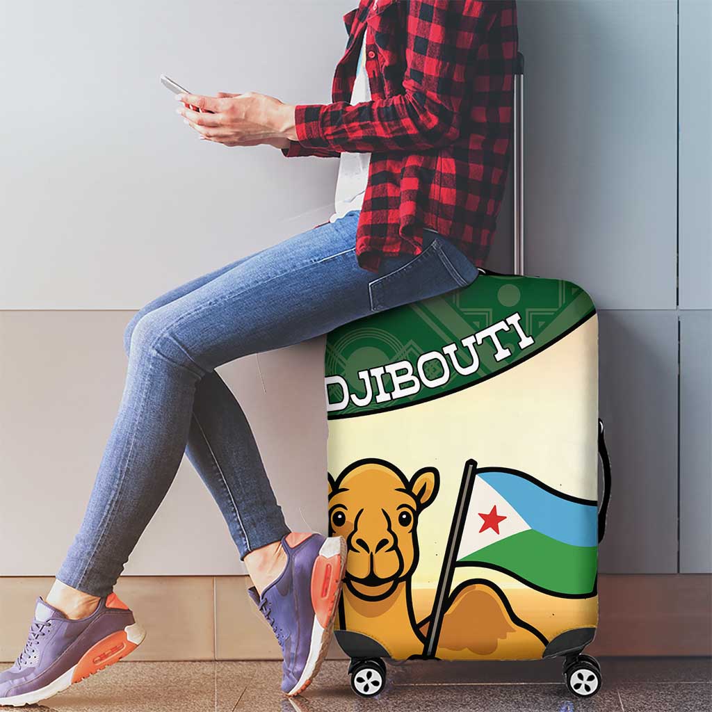 Djibouti Luggage Cover Camel Holding Jabuuti Flag