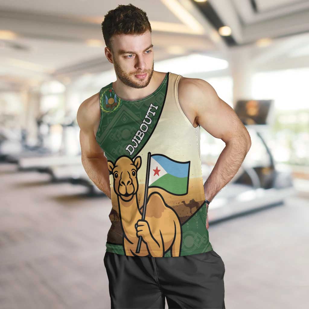 Personalized Djibouti Men Tank Top Camel Holding Jabuuti Flag