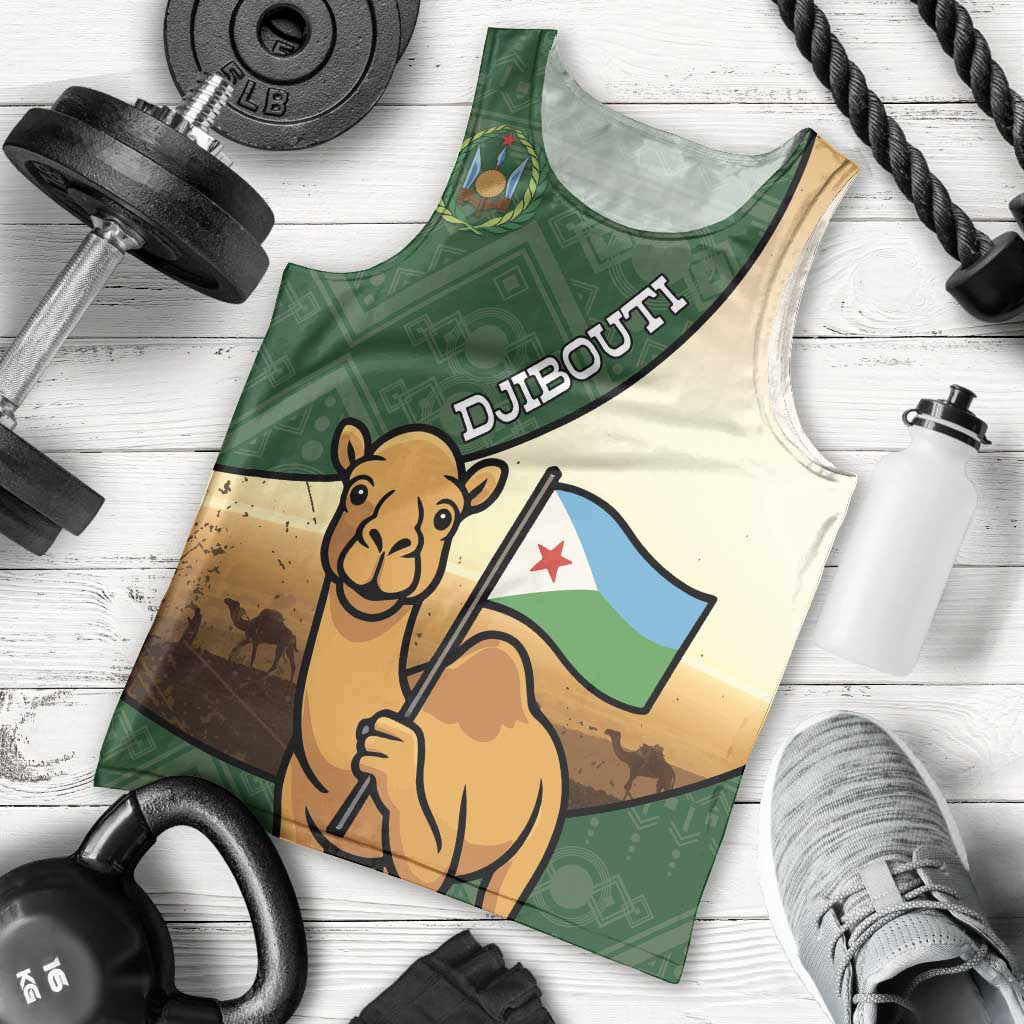 Personalized Djibouti Men Tank Top Camel Holding Jabuuti Flag