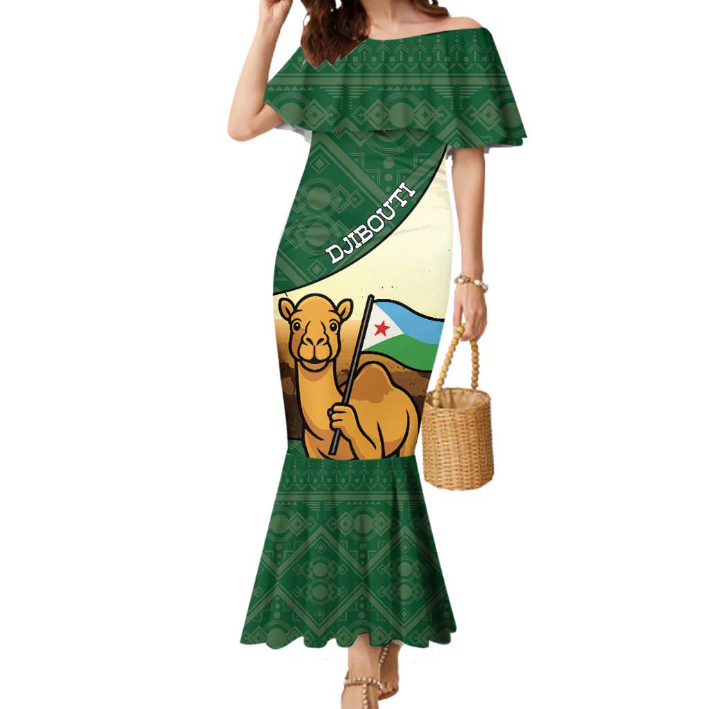 Personalized Djibouti Mermaid Dress Camel Holding Jabuuti Flag