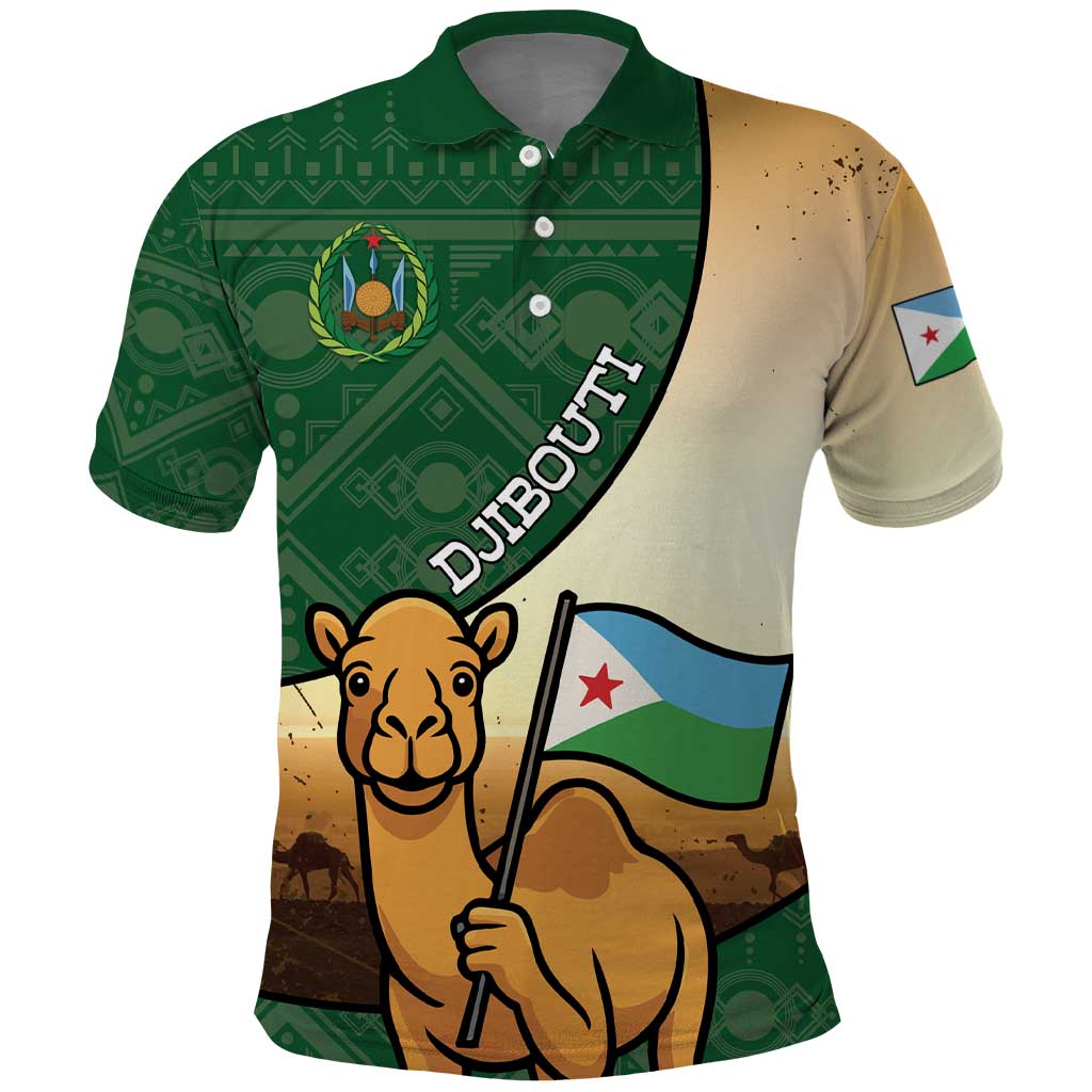 Personalized Djibouti Polo Shirt Camel Holding Jabuuti Flag
