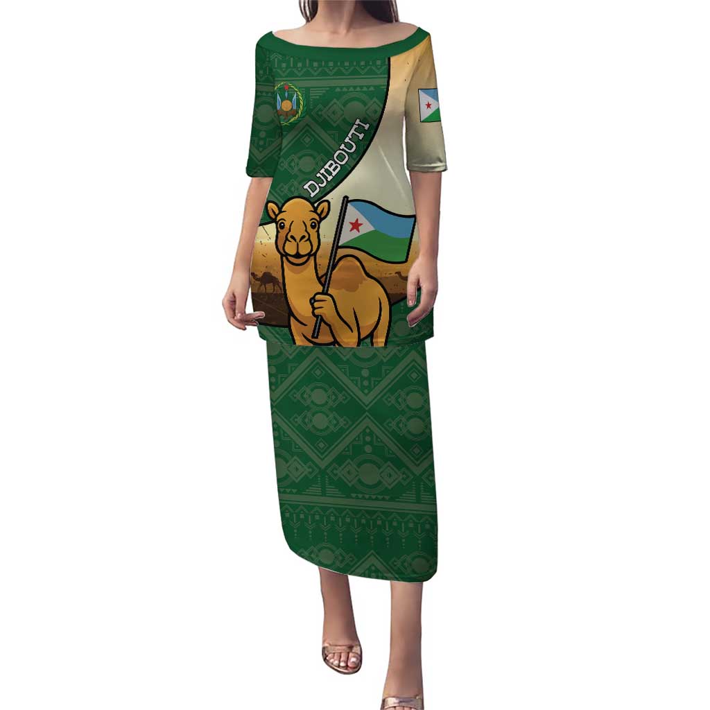 Personalized Djibouti Puletasi Camel Holding Jabuuti Flag