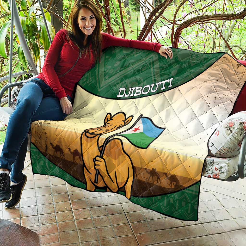 Djibouti Quilt Camel Holding Jabuuti Flag