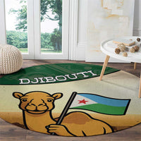 Djibouti Round Carpet Camel Holding Jabuuti Flag