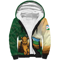 Personalized Djibouti Sherpa Hoodie Camel Holding Jabuuti Flag