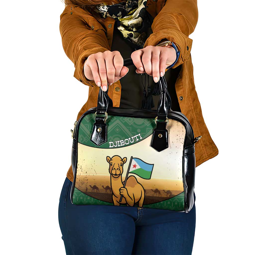 Djibouti Shoulder Handbag Camel Holding Jabuuti Flag