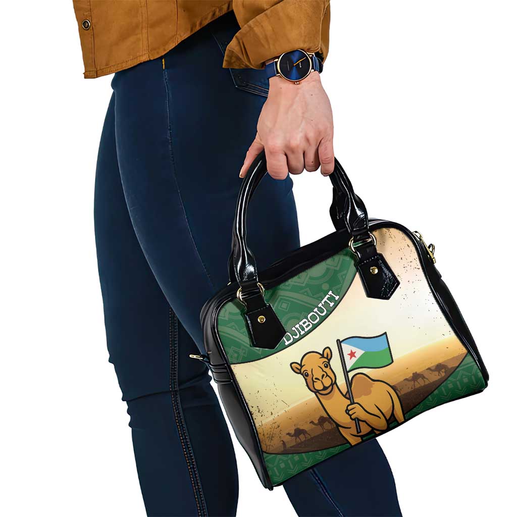 Djibouti Shoulder Handbag Camel Holding Jabuuti Flag