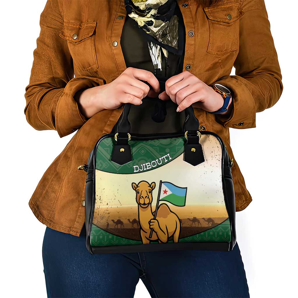 Djibouti Shoulder Handbag Camel Holding Jabuuti Flag