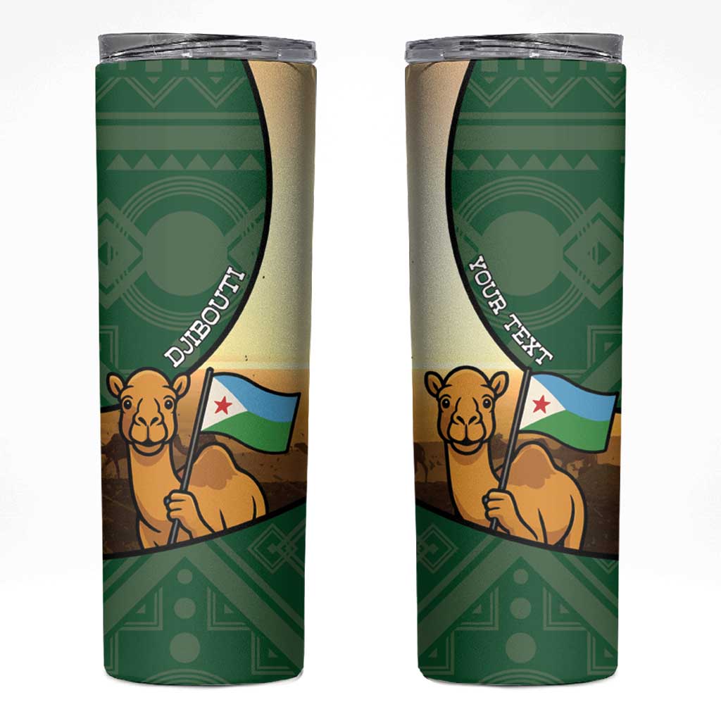 Personalized Djibouti Skinny Tumbler Camel Holding Jabuuti Flag