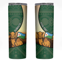 Personalized Djibouti Skinny Tumbler Camel Holding Jabuuti Flag