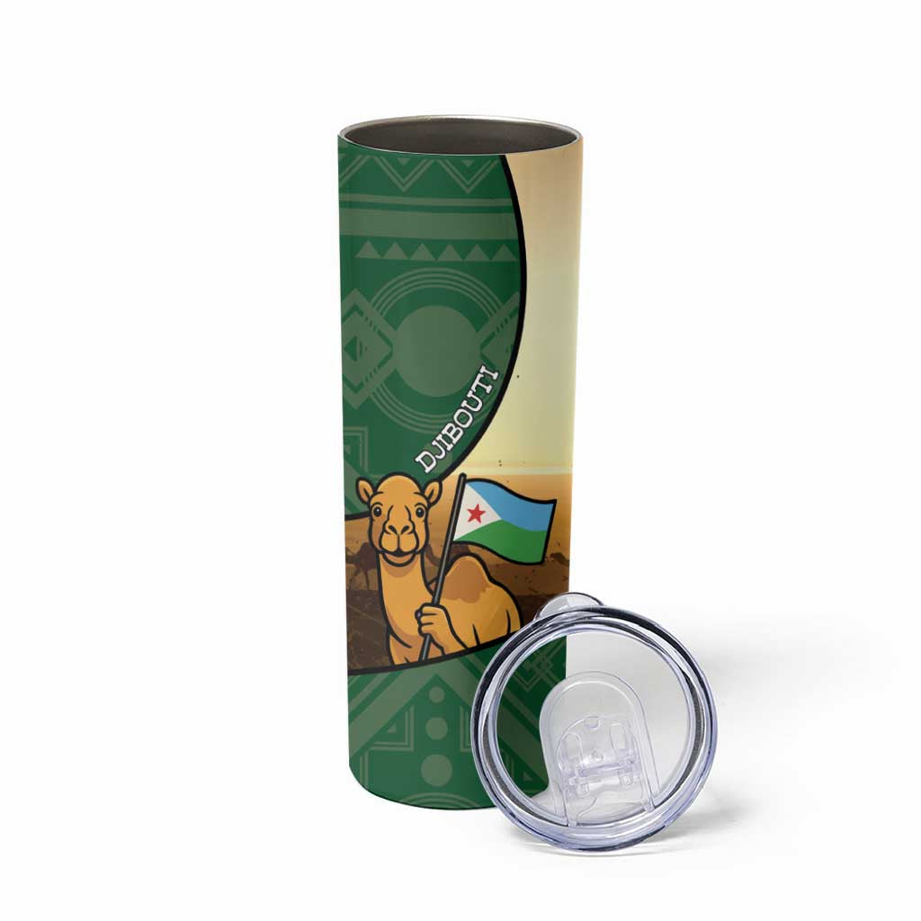 Personalized Djibouti Skinny Tumbler Camel Holding Jabuuti Flag