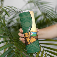 Personalized Djibouti Skinny Tumbler Camel Holding Jabuuti Flag