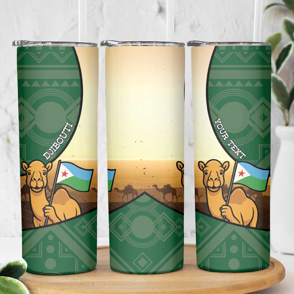 Personalized Djibouti Skinny Tumbler Camel Holding Jabuuti Flag
