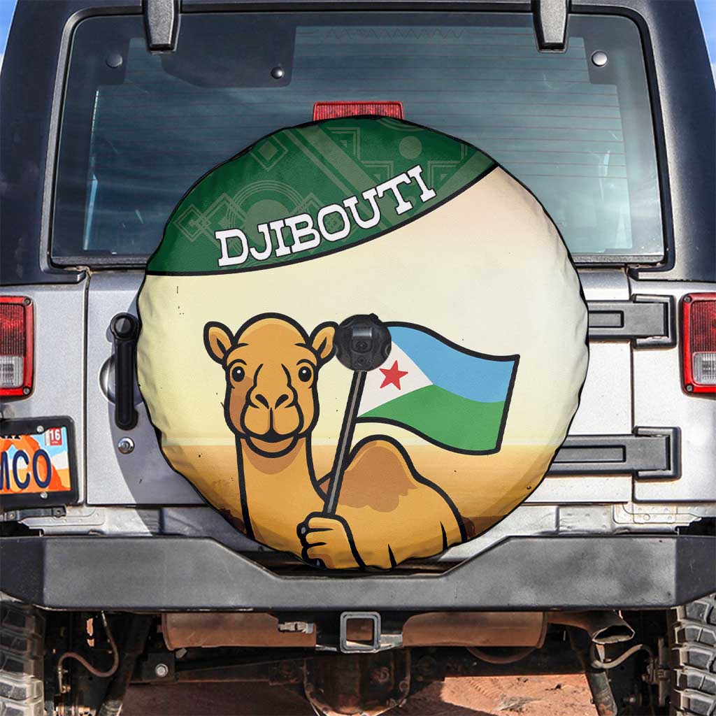 Djibouti Spare Tire Cover Camel Holding Jabuuti Flag