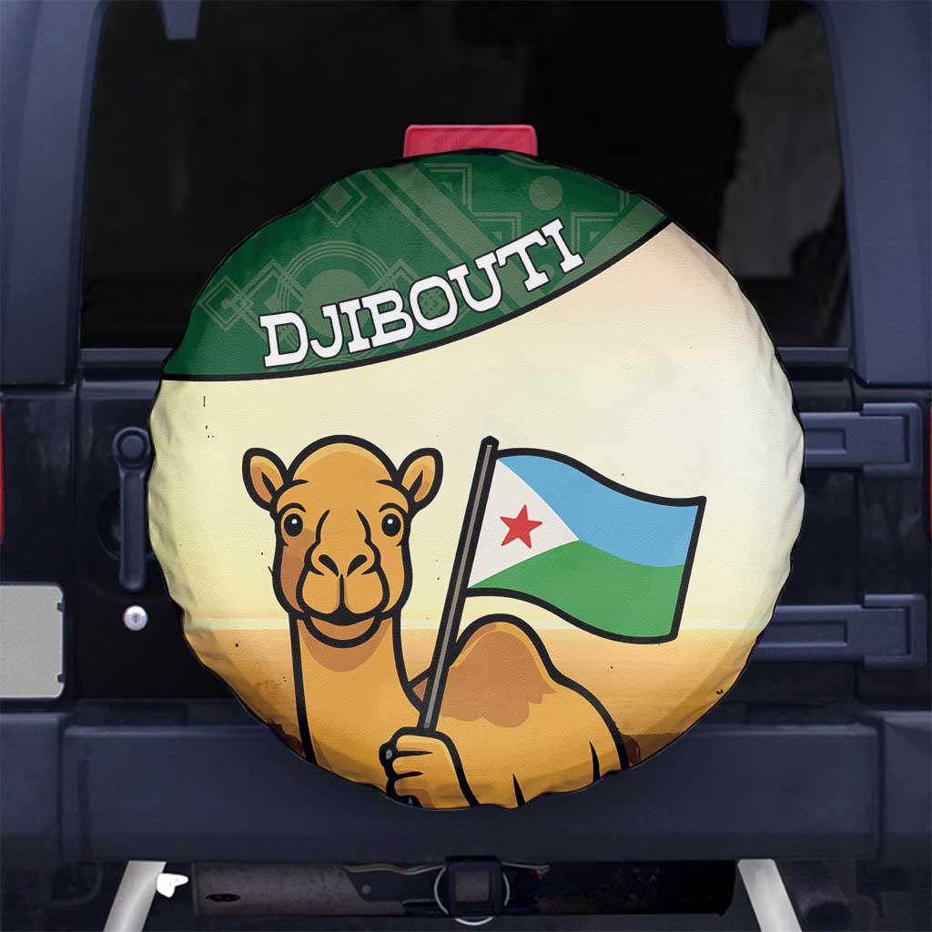 Djibouti Spare Tire Cover Camel Holding Jabuuti Flag