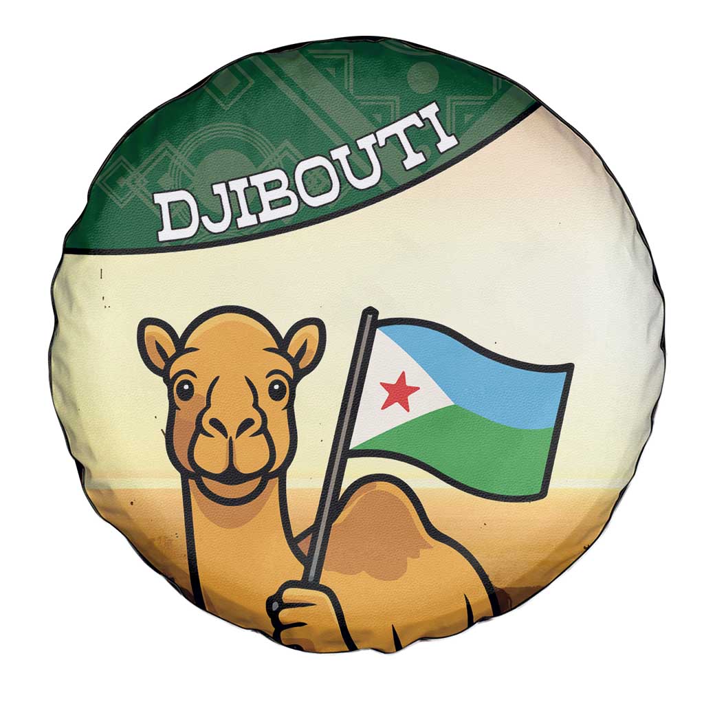 Djibouti Spare Tire Cover Camel Holding Jabuuti Flag