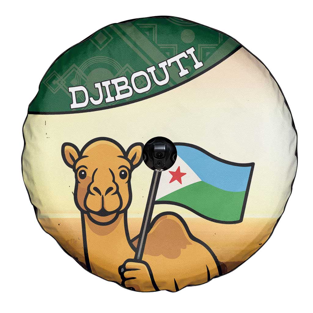 Djibouti Spare Tire Cover Camel Holding Jabuuti Flag