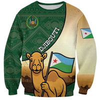 Personalized Djibouti Sweatshirt Camel Holding Jabuuti Flag