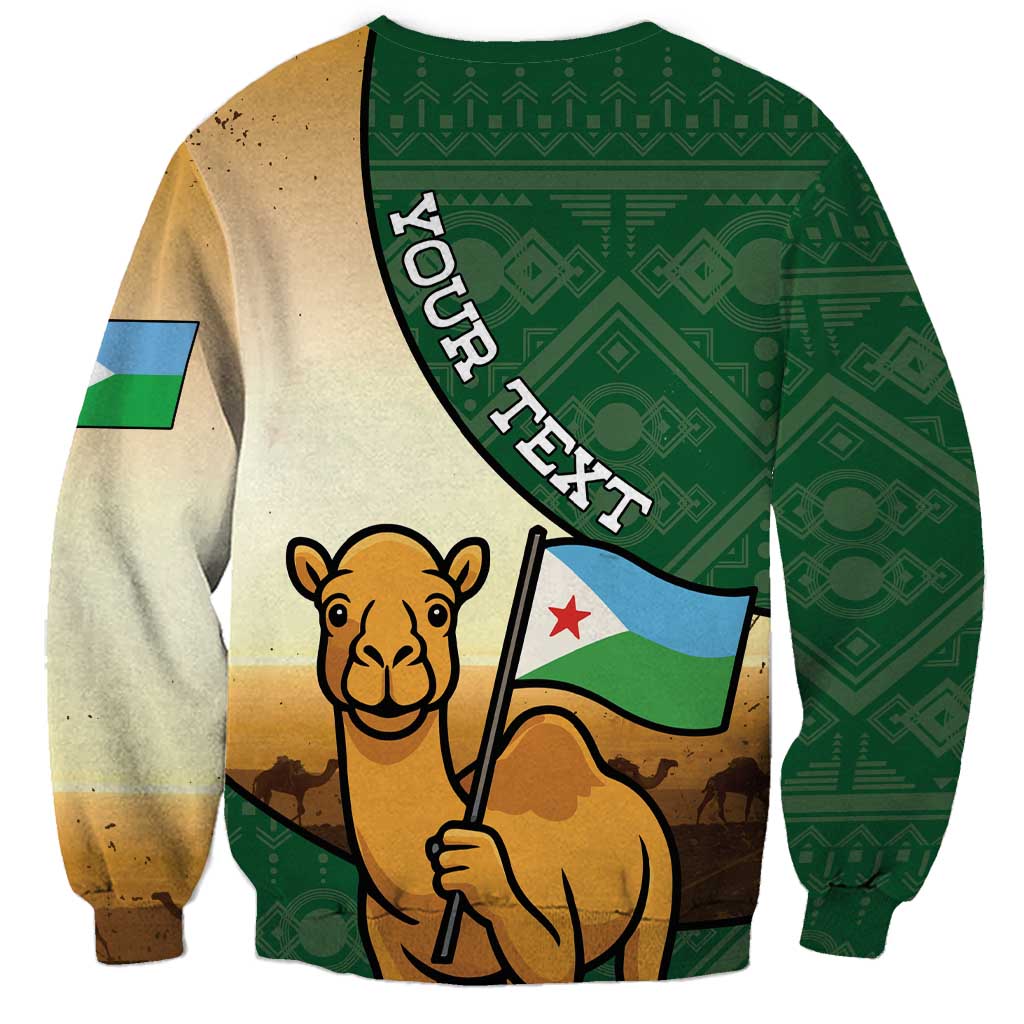 Personalized Djibouti Sweatshirt Camel Holding Jabuuti Flag