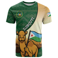 Personalized Djibouti T Shirt Camel Holding Jabuuti Flag