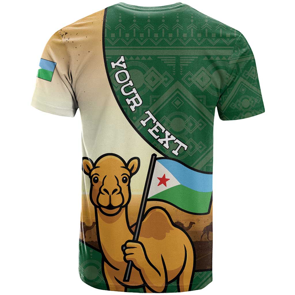 Personalized Djibouti T Shirt Camel Holding Jabuuti Flag