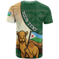Personalized Djibouti T Shirt Camel Holding Jabuuti Flag