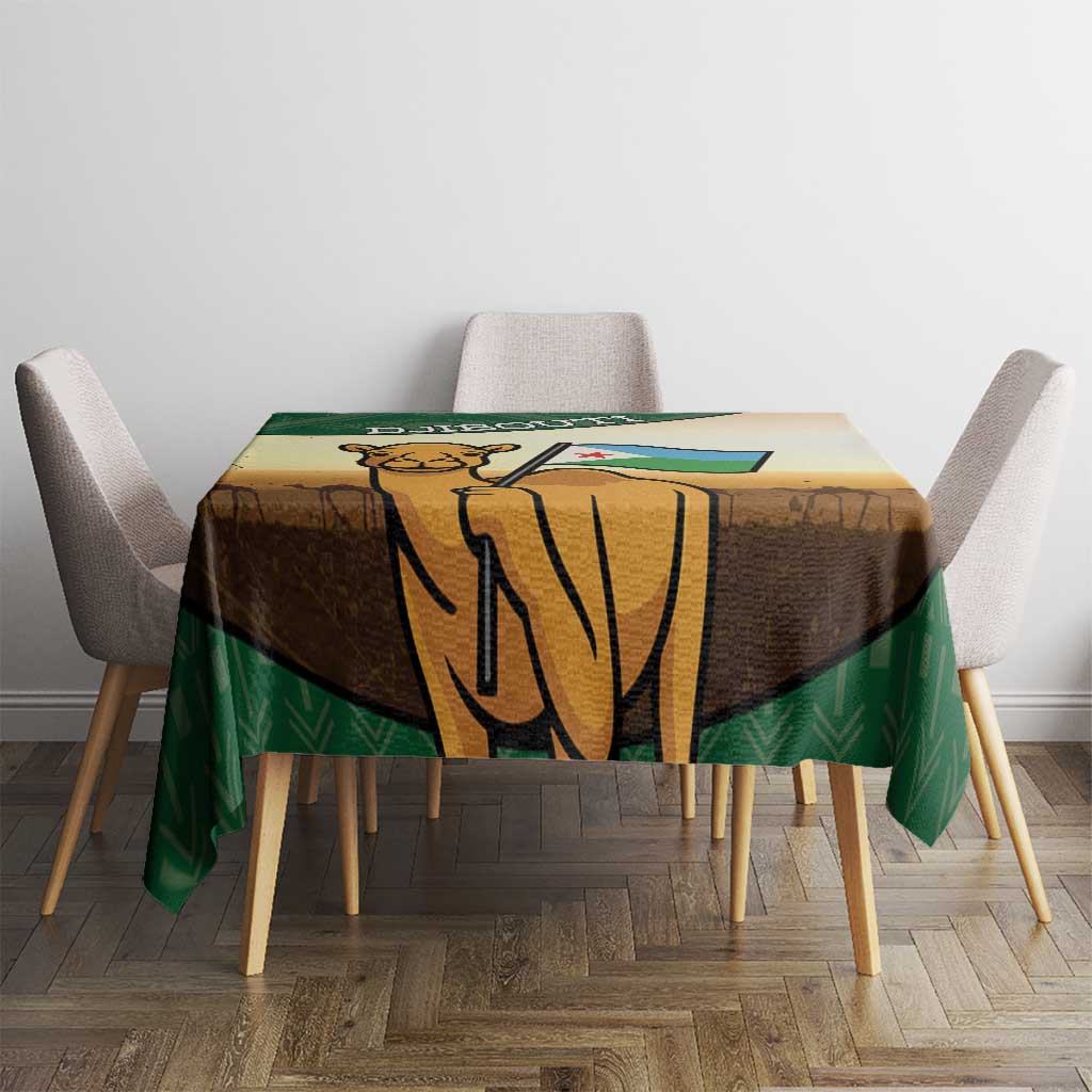 Djibouti Tablecloth Camel Holding Jabuuti Flag
