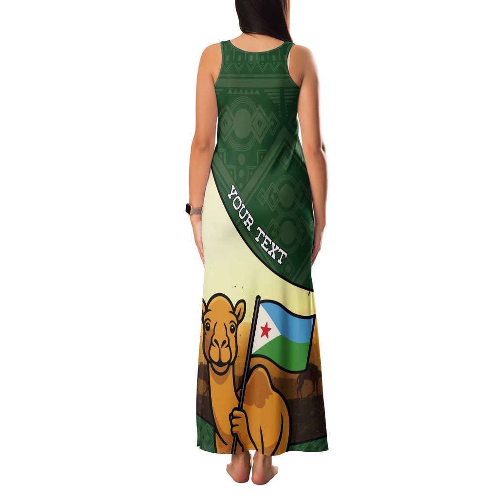 Personalized Djibouti Tank Maxi Dress Camel Holding Jabuuti Flag