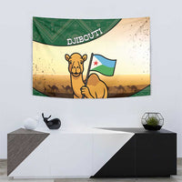 Djibouti Tapestry Camel Holding Jabuuti Flag