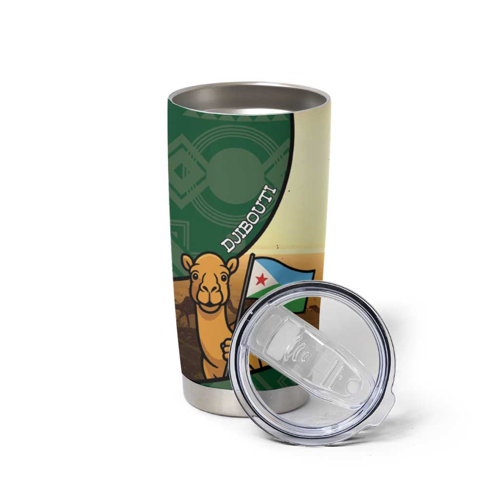 Personalized Djibouti Tumbler Cup Camel Holding Jabuuti Flag